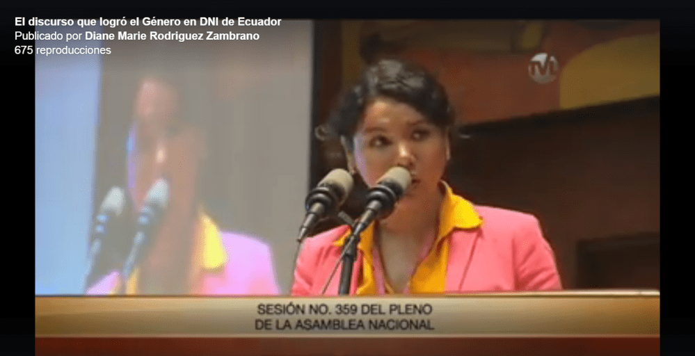 El discurso que logró el Género en DNI o cédula en Ecuador - Diane Rodríguez Federación Ecuatoriana de Organizaciones LGBT.png